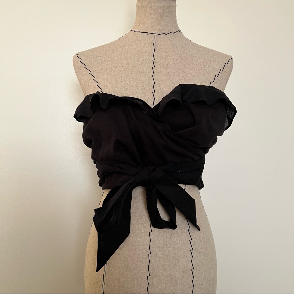NWT Ruffled Tie-Front Tube Top - Picture 4 of 16